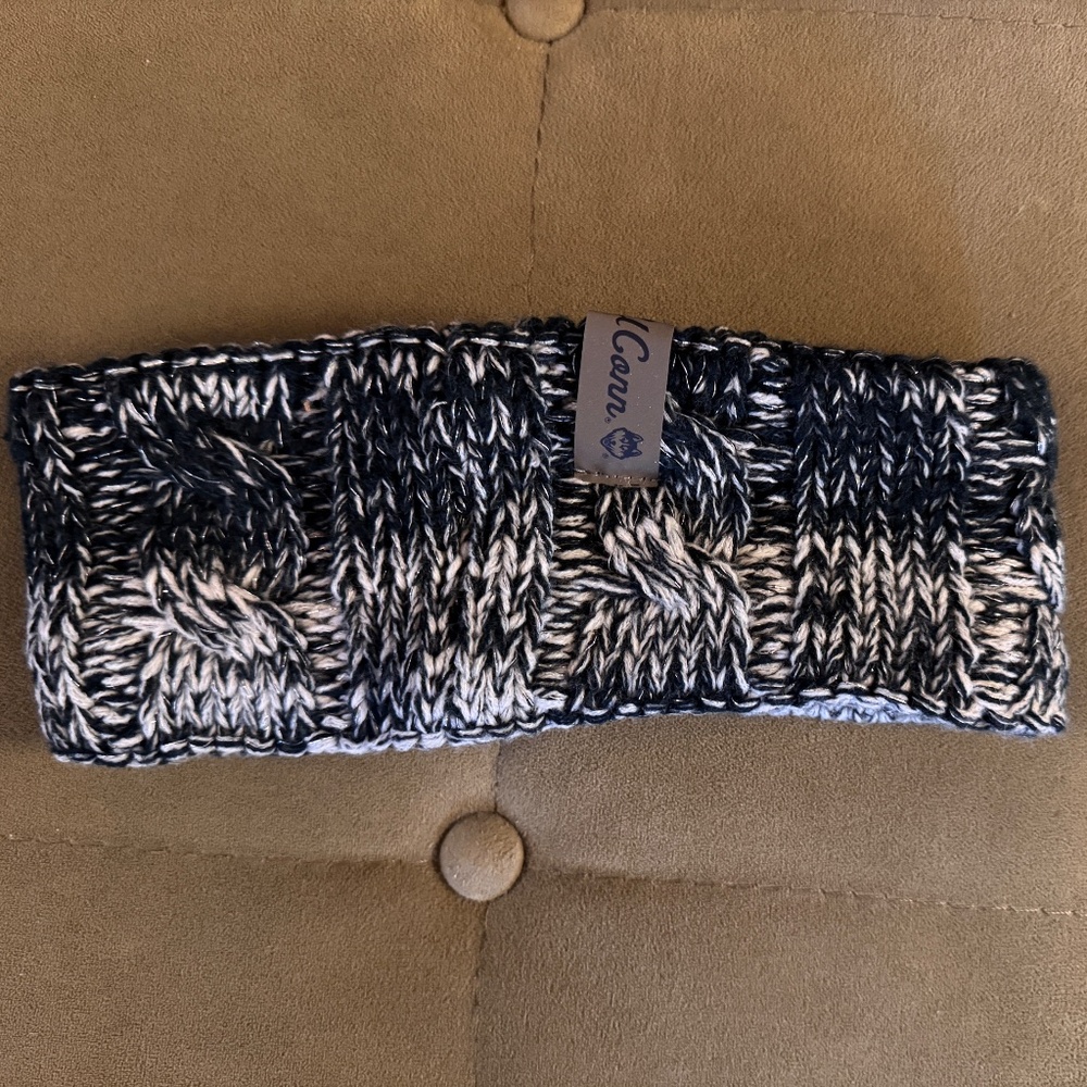 UCONN Marled Gray Black Silver Fleece Headband